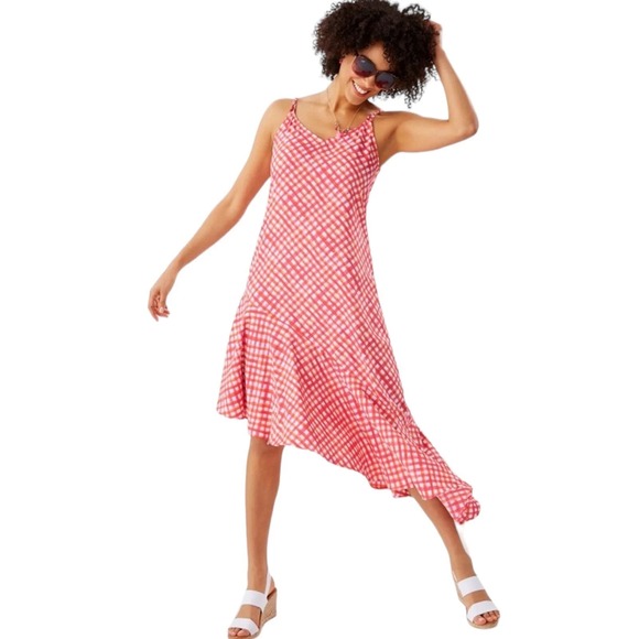 Tommy Bahama Dresses & Skirts - NWT Tommy Bahama Harbour Island Ruffle Dress Medium Gingham Pink Cruise Vacation